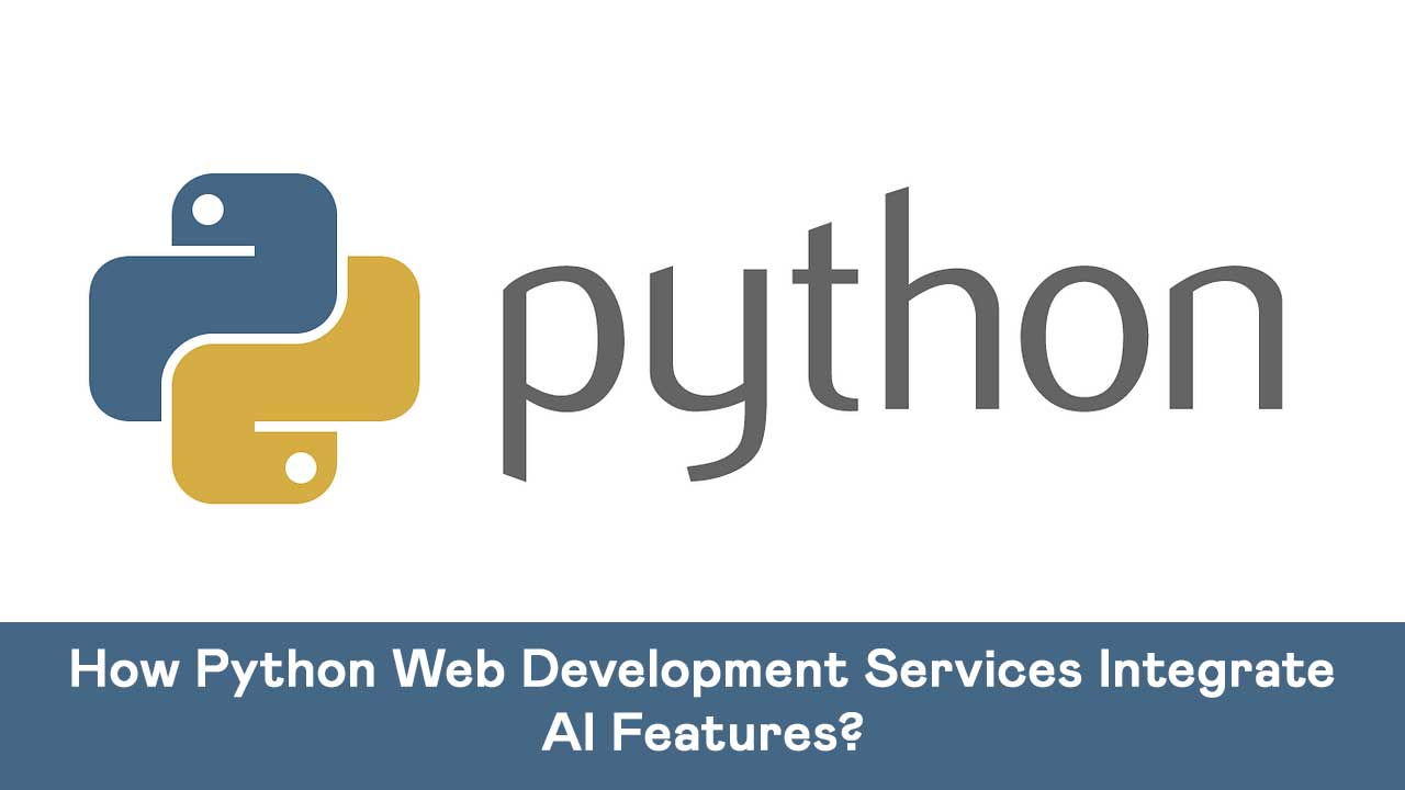 Illustration of Python code intertwined with AI algorithms, representing the integration of AI features into Python web development services.